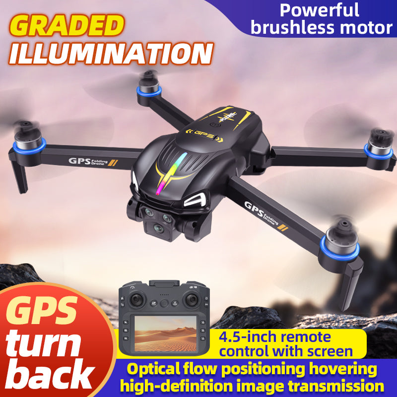 C28s Drone with Dual Cameras, GPS Positioning, 4.5-in Remote Control Screen, Beginner-friendly