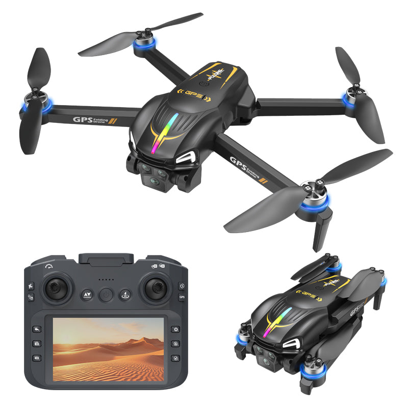 C28s Drone with Dual Cameras, GPS Positioning, 4.5-in Remote Control Screen, Beginner-friendly