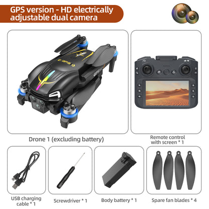 C28s Drone with Dual Cameras, GPS Positioning, 4.5-in Remote Control Screen, Beginner-friendly