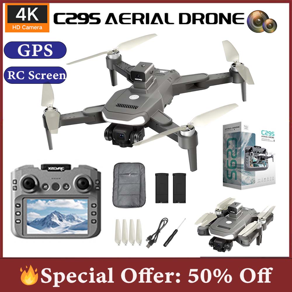 C29s Drone with 4K Cameras, Drone with 4.5inch Remote Control Screen, Altitude Hold, One-Key Take Off/Landing, Christmas Gifts for Kids, Beginner